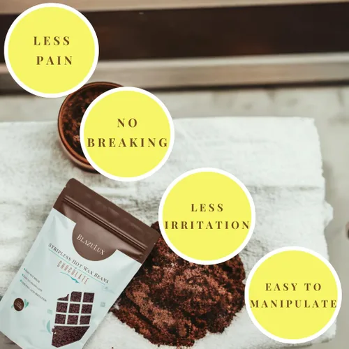 Miniatura 3 de Cuentas de cera para depilación - Chocolate de 17.6 onzas, granos de cera dura sin tirantes para bikini brasileño, cara, cejas, axilas, brazos