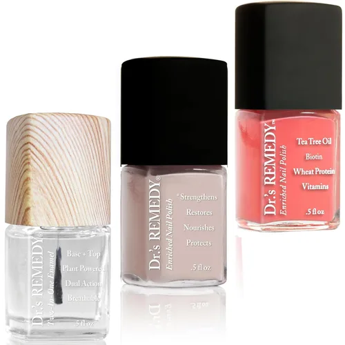 Miniatura 7 de Dr's Remedy - Kit de 3 esmaltes de uñas, kit ANNIVERSARY, fortalecedor de uñas enriquecido natural, no tóxico y orgánico, BRAVE Berry/TOTAL esmalte