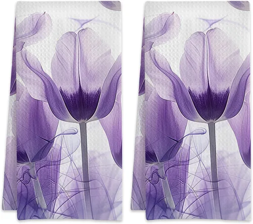 Miniatura 9 de Juego de 2 toallas de mano bohemias con diseño de margaritas y margaritas, juego de 2 toallas de baño absorbentes florales para cocina, cocina
