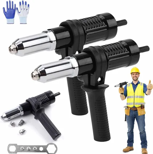Miniatura 8 de Kit adaptador profesional de pistola de remache eléctrica, adaptador de pistola remachadora eléctrica inalámbrica con mango de plástico extraíble, 4