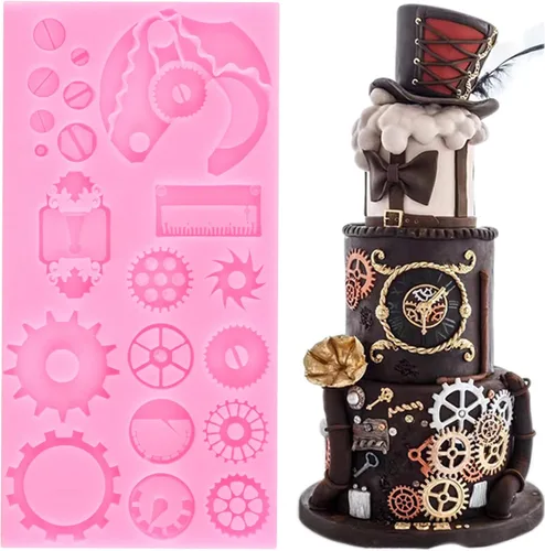 Miniatura 5 de ZiXiang Steampunk Gear - Molde de silicona para brújula, engranajes, dientes, fondant, para decoración de tartas con temática de viaje steampunk