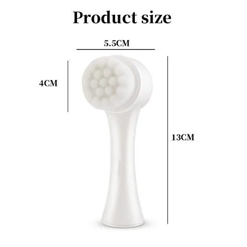 Miniatura 5 de Cepillos faciales de doble cara, cepillo de lavado facial vertical de silicona 3D, cepillo de limpieza facial 2 en 1, cepillo manual de doble acción