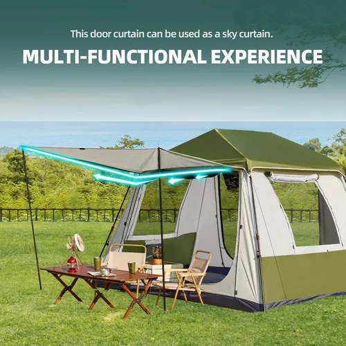 Miniatura 6 de YOLENY Instant Cabin Tent, 4-8 Person Quick Setup Family Camping Tent with Rainfly and Extended Canopy, Weather Resistant Tent with Mesh Windows and