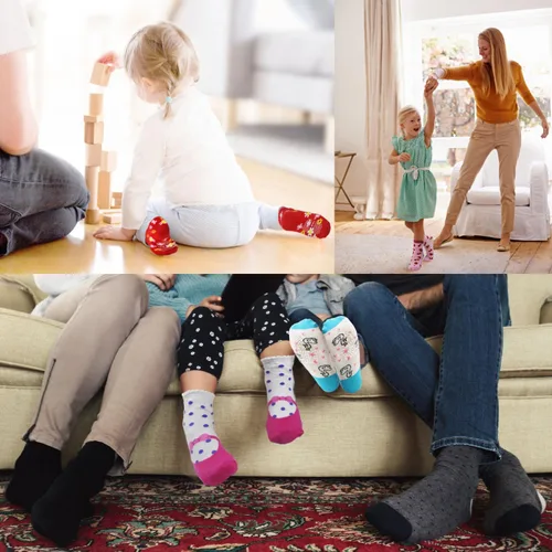 Miniatura 3 de ELUTONG Calcetines antideslizantes para bebés, calcetines antideslizantes para el tobillo, calcetines para niños de 0 a 7 años, 12 pares