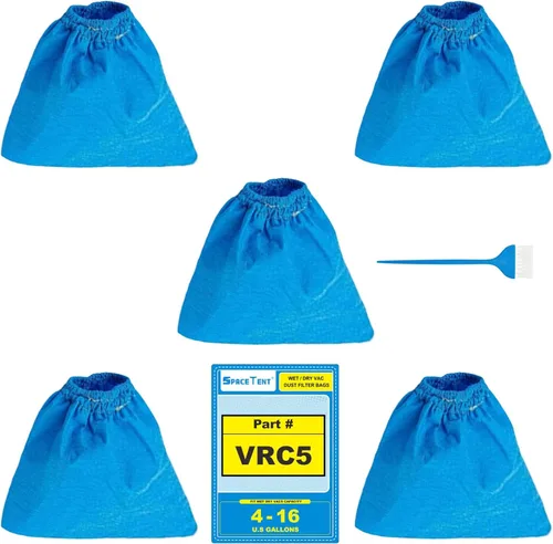 SpaceTent Paquete de 5 Bolsas de Filtro VRC5 para Aspiradora de Taller Vacmaster de 4, 5, 12 y 16 Galones Húmeda/Seca, Filtro de Polvo de Alta