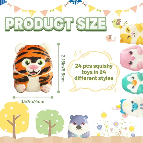 Miniatura 2 de 24 piezas de recuerdos de fiesta llenos de juguetes esponjosos, juguetes esponjosos jumbo de levantamiento lento, juguetes blandos de animales
