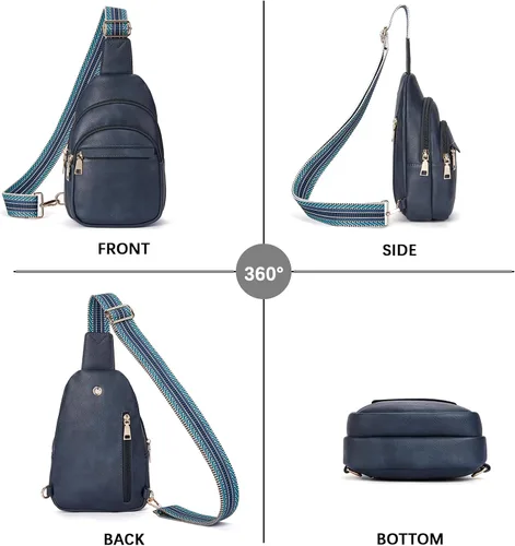 Miniatura 7 de BOSTANTEN Bolso bandolera pequeño para mujer, bolso cruzado de cuero, riñonera, bolsa de pecho para viajes