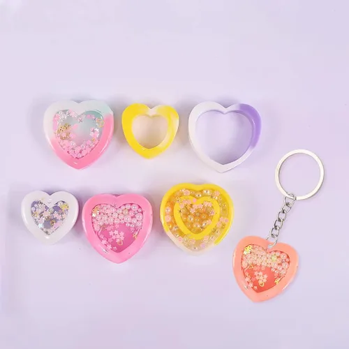Miniatura 6 de Moldes de resina de corazón agitador, moldes de resina epoxi de corazón hueco, moldes de joyería para resina epoxi DIY colgante de arena movediza