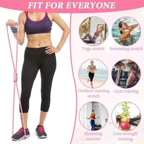 Miniatura 7 de Paquete de 2 bandas de resistencia de figura 8, fácil de usar, portátil, ideal para yoga, pilates y entrenamientos de cuerpo completo, perfecto