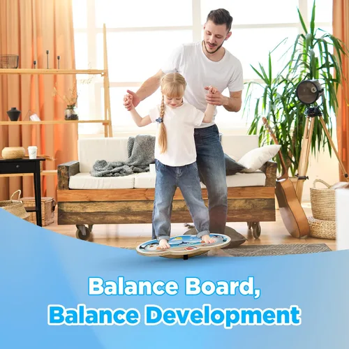 Miniatura 6 de Tabla de Equilibrio de Madera para Niños, Tabla Tambaleante para Equilibrio, Soporte de Tabla de Equilibrio para Niños Pequeños, Tablas