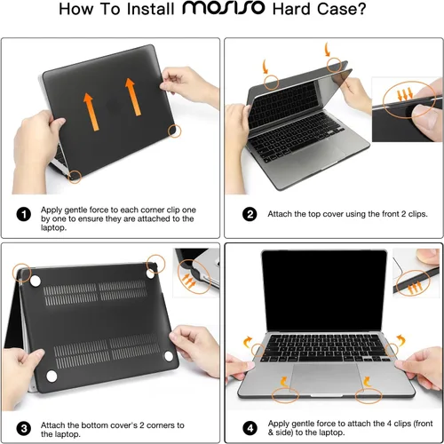 Miniatura 8 de Mosiso Funda para MacBook Air de 13 y 13.6 pulgadas, 2024, 2023 y 2022, M3 A3113, M2 A2681, Touch ID, carcasa rígida, cubierta de teclado, protector