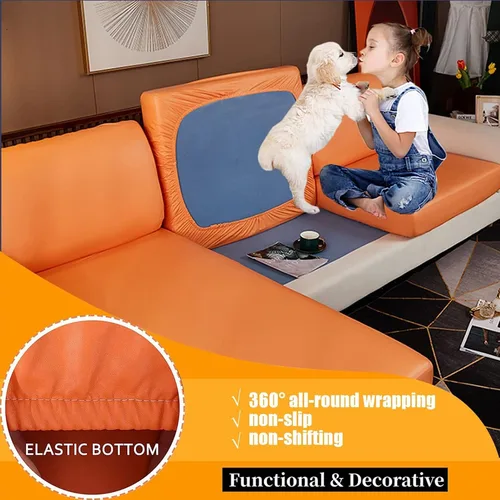 Miniatura 2 de Fundas de cojín de piel sintética, funda elástica para sofá, impermeable, protector de muebles de repuesto (A 1)