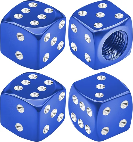 Miniatura 16 de 4 tapas de vástago de válvula de neumático estilo dado, tapas de neumáticos de automóvil, cubiertas de válvula de rueda de aleación de aluminio
