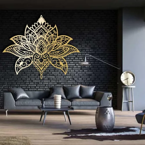 Miniatura 7 de UGJSH Arte de pared de metal de loto, arte de pared de mandala de metal, decoración de pared de loto, decoración de pared para dormitorio, jardín
