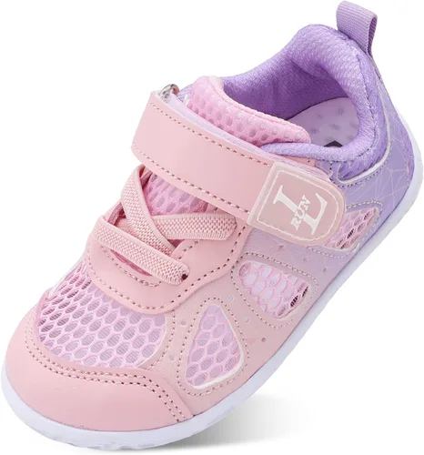 L-RUN Zapatos deportivos para niños y niñas, zapatos de verano para caminar descalzos, zapatos de tenis ligeros de malla