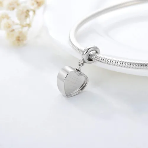 Miniatura 4 de Abalorio personalizado de urna de cremación con diseño de corazón para cenizas, plata de ley 925, 2 imágenes, cuentas para pulsera de serpiente
