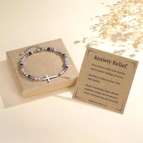 Miniatura 5 de Pulsera de cruz cristiana para mujeres y adolescentes, joyería de fe para aliviar la ansiedad, regalos de confirmación de Pascua, regalos de primera
