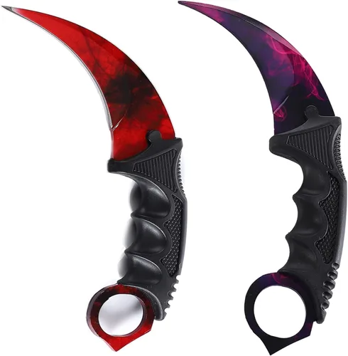 Miniatura 10 de 2 Piezas Cuchillo Karambit Hoja Fija Herramienta Táctica de Camping, Cuchillo de Caza al Aire Libre con Funda y Cordón, Adecuado para Senderismo