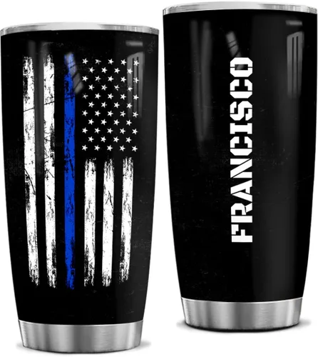 Miniatura 13 de winorax Regalos de oficial de policía personalizados Back The Blue Tumbler Bandera de Estados Unidos, Academia de Policía, regalos de graduación