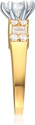 Miniatura 4 de Anillo de compromiso 14K oro SÓLIDO amarillo o blanco y set de 2 unidades de anillos de bodas