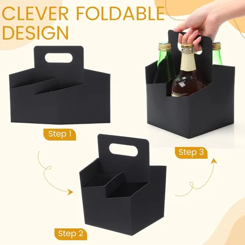 Miniatura 7 de Jetec 50 piezas Portador de bebidas de 4 tazas con asa, portador de cerveza de cartón kraft, portavasos desechable para bebidas calientes o frías