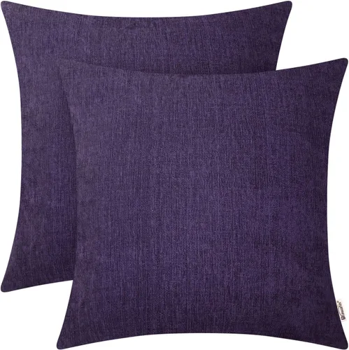 Miniatura 35 de BRAWARM Fundas de almohada 40x40 cm - Paquete de 2 fundas de almohada de chenilla negra, fundas de almohada de chenilla suave teñida sólida