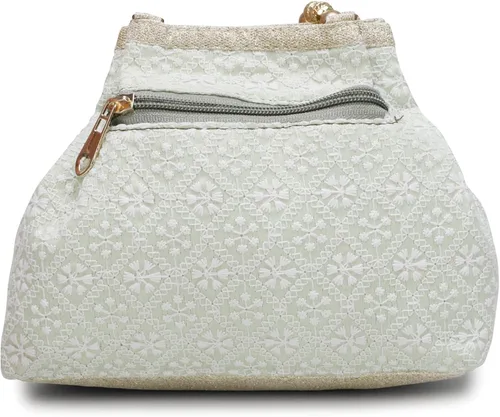 Miniatura 4 de Bolso Potli de seda bordado de diseño étnico indio con perlas de Batwa