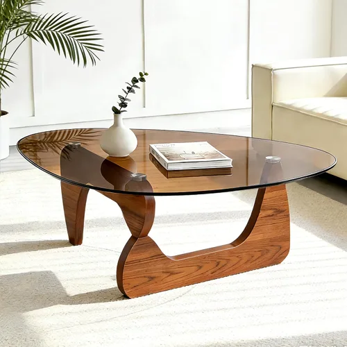Miniatura 9 de Mesa de centro pequeña, mesa de centro negra moderna de mediados de siglo para sala de estar, mesas centrales abstractas con parte superior