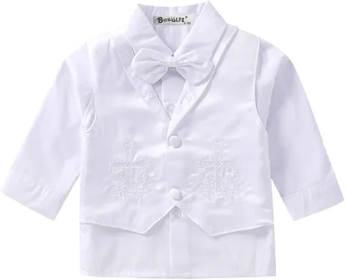 Miniatura 4 de Booulfi Baby Boy's 5 Pcs Set Christening Baptism Outfits Long Sleeve Suit