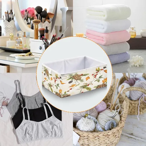 Miniatura 5 de Bolaz Organizadores de armario con hojas de otoño, conos de pino, cubos de almacenamiento, cestas para estantes para el hogar, habitación, oficina