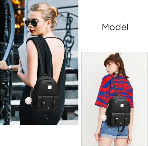 Miniatura 6 de Fahsion - Juego de 3 piezas de mochila de cuero para mujer, mochila para mujer, bolsa de libros para adolescentes y niñas