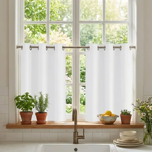 Miniatura 65 de RYB HOME Cortinas opacas de cocina de 36 pulgadas de largo, tratamiento de privacidad para ventanas pequeñas, aislamiento térmico, telón de fondo