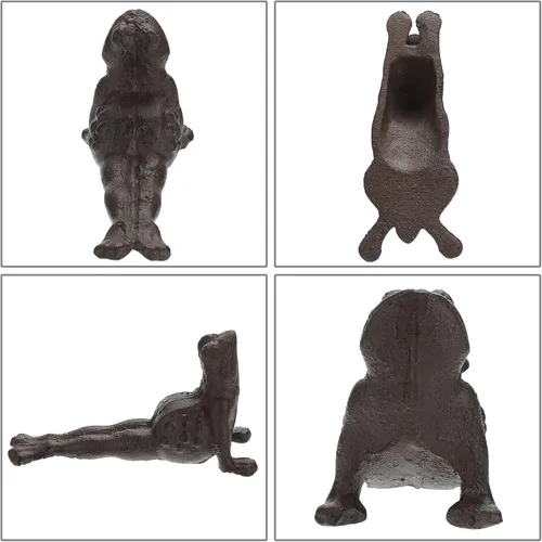 Miniatura 5 de Sumnacon Tope de Puerta de Hierro Fundido Lindo Sapo - Tope de Puerta para Piso Resistente Evita Taladrar Agujeros, Tope de Puerta Vintage de Hierro