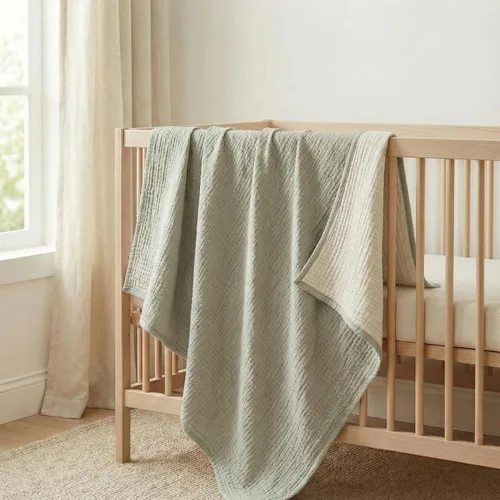 Miniatura 32 de Manta de gasa de algodón puro suave de 4 capas de 50 x 60 pulgadas, prelavada, sin flecos, manta de muselina ligera para uso multiusos y regalo