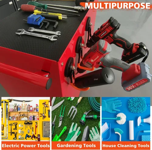 Miniatura 5 de ULIBERMAGNET Ganchos magnéticos de garaje resistentes, ganchos magnéticos fuertes para taladro eléctrico, herramientas de jardín, manguera, tablero