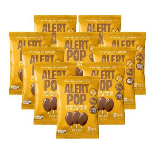 Miniatura 16 de Alertpop - Paletas de cafeína natural, caramelo sin azúcar de frambuesa azul con cafeína natural, sin derretimiento, sin derrames, para llevar, sin