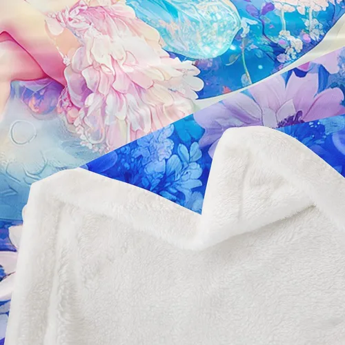 Miniatura 5 de Fairy Fleece Blanket,Romantic Pink Floral Botanical Bed Blankets for Adults Teens,Galaxy Starry 3D Moon Room Decor,Blue Pink Super Soft Flannel