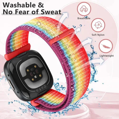 Miniatura 2 de Bcuckood Correa de nailon compatible con Fitbit Sense 2/Fitbit Sense/Fitbit Versa 4/Fitbit Versa 3 Bandas, para mujeres y hombres, correa de nailon