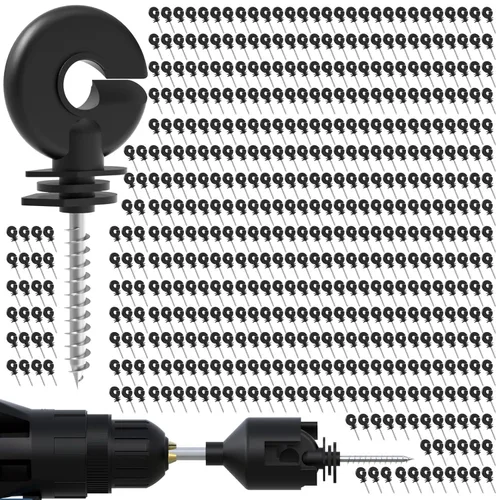 Miniatura 12 de NQN 30 Piezas Aisladores Negros para Cerca Eléctrica, Aislador de Rosca, Poste de Anillo para Cerca, Aislador para Poste de Madera y 1 Pieza