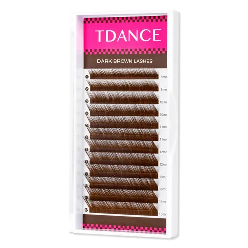 Miniatura 13 de Extensiones de pestañas marrón oscuro TDANCE Extensiones de pestañas de color 0.03/0.05/0.07mm rizo C/D Láseres de pestañas marrón premium para uso
