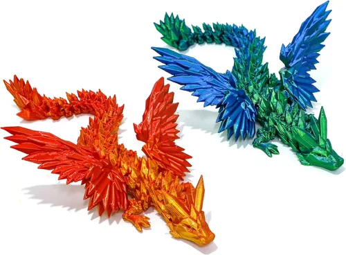 Miniatura 11 de Dragón Impreso en 3D - Dragón Articulado Volador de 18 Pulgadas con Alas, Juguete Fidget de Cristal Alado Flexible, Decoración del Hogar, Regalo