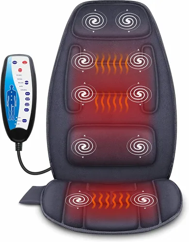 Miniatura 9 de Snailax Masajeador de espalda de vibración con calor, almohadilla para silla de masaje con espuma viscoelástica lumbar para el cuello, 10 motores