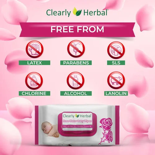 Miniatura 2 de Toallitas para bebé, fórmula de agua de rosas, hechas con aceites esenciales y extractos de hierbas naturales, paquete de 288 toallitas a base