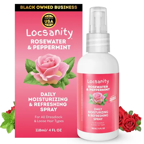 Locsanity Spray hidratante diario de agua de rosas y menta, tamaño de prueba, spray hidratante para rastas, para nutrir el cuero cabelludo y