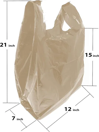 Miniatura 2 de Compras de comestibles Bolsas de plástico para camisetas lisas 12" x 7" x 21" (marrón, 150)