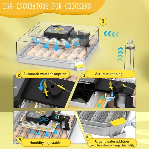 Miniatura 6 de Incubadoras para incubar huevos Incubadora de 48 huevos con giro automático y control de humedad para pollo, vela de huevo para huevos de gallina