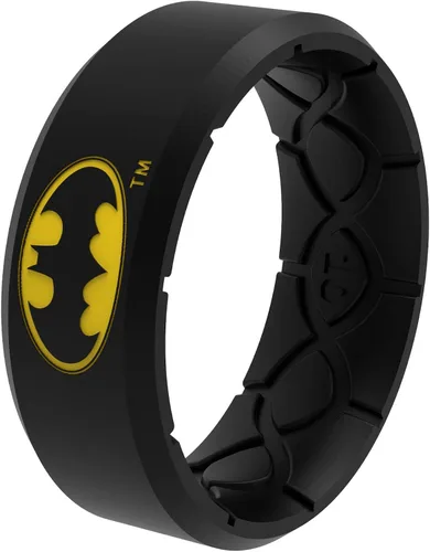 Miniatura 6 de Groove Life DC Comics Icon Edge Anillos de silicona Anillos de boda de goma transpirable para hombres, cobertura de por vida, diseño retro único