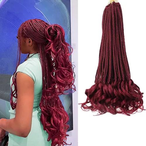 Miniatura 30 de Trenzas de ganchillo rizado francés T33, cabello pre-anillado 10 pulgadas, trenzas cortas rizadas francesas con extremos rizados, trenzas box