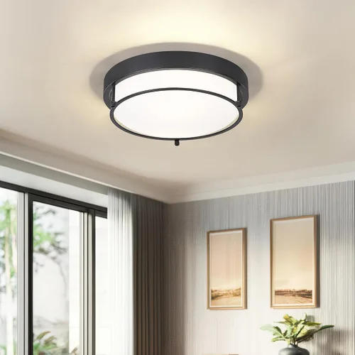Miniatura 13 de 4822-BN - Lámpara de techo cerca de techo, de níquel con 2 luces para lavandería, cocina, dormitorio, baño, 4822-BN Clase esmerilada y níquel
