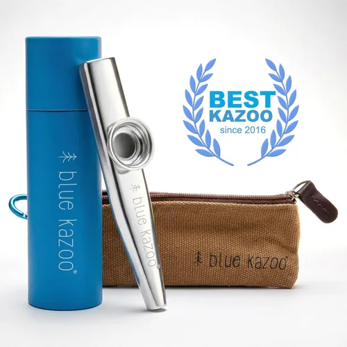 Miniatura 2 de The Original Blue Kazoo - Instrumento musical de aluminio - Mochila ultraligera Kazoo - Incluye bolsa de lona y mosquetón - Fácil de transportar